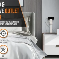 Electrical Outlet Extender. Access Hard-to-Reach Outlets Use Behind Couches, Nightstands, Desks, and More