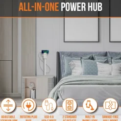 Electrical Outlet Extender. Access Hard-to-Reach Outlets Use Behind Couches, Nightstands, Desks, and More