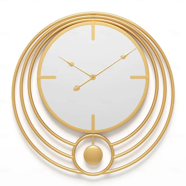 Electronic Wall Clock Large Wall Clock with Mirror Round Battery Operated Silent Quartz Movement Metal Wall Clock for Home Living Room Decor Gold Black 50cm