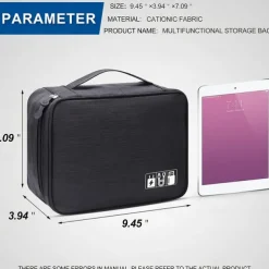 Electronics Organizer, Travel Universal Cable Organizer Bag, Waterproof Electronics Accessories Storage Cases,Charger, Phone, USB, SD Card, Hard Drives, Power Bank, Cords 9.45*7.09*3.94Inch