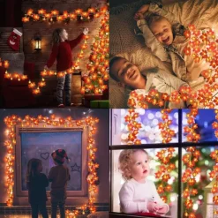 Elegant Wedding Party Reception Maple Leaf Pumpkin String Lights – 10/20/40LED USB Battery Powered Fall Garland for Autumn Home Decor 1.5/3/6M for Halloween