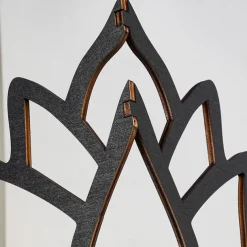 Elegant Wooden Lotus Single Tier Wall Shelf for Home Decor and Storage