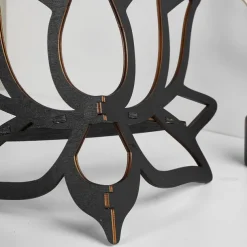 Elegant Wooden Lotus Single Tier Wall Shelf for Home Decor and Storage