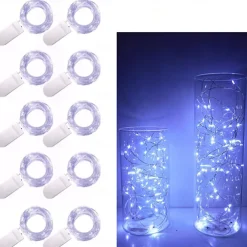 Elegant Wedding Reception Party 10pcs LED Fairy Lights 1m 10LEDs Copper Wire String Lights Battery Operated for Xmas Garland Party Wedding Home Decoration Without Battery