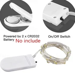 Elegant Wedding Reception Party 10pcs LED Fairy Lights 1m 10LEDs Copper Wire String Lights Battery Operated for Xmas Garland Party Wedding Home Decoration Without Battery