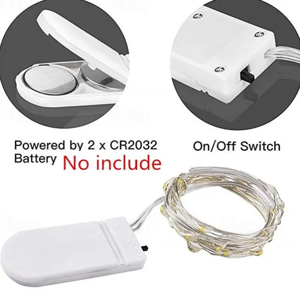 Elegant Wedding Reception Party 10pcs LED Fairy Lights 1m 10LEDs Copper Wire String Lights Battery Operated for Xmas Garland Party Wedding Home Decoration Without Battery