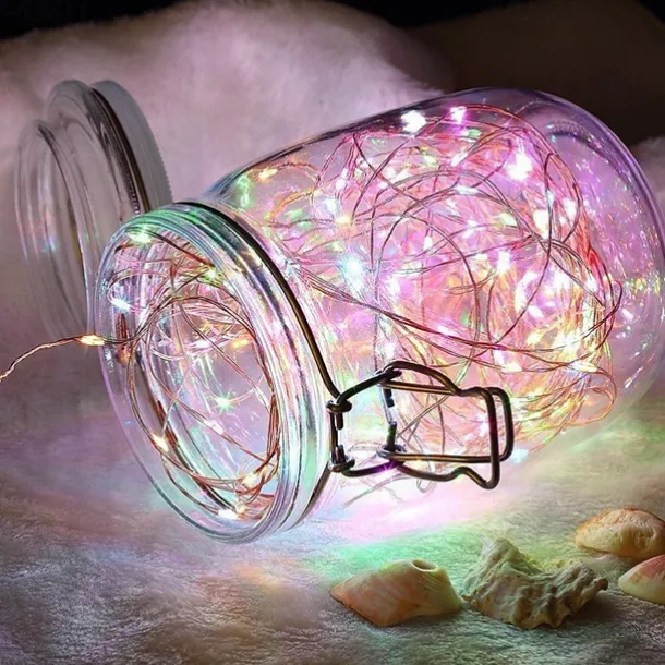 Elegant Wedding Reception Party 10pcs LED Fairy Lights 1m 10LEDs Copper Wire String Lights Battery Operated for Xmas Garland Party Wedding Home Decoration Without Battery