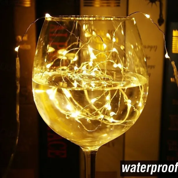 Elegant Wedding Reception Party 10pcs LED Fairy Lights 1m 10LEDs Copper Wire String Lights Battery Operated for Xmas Garland Party Wedding Home Decoration Without Battery