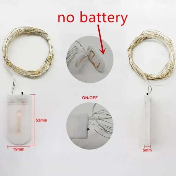 Elegant Wedding Reception Party 10pcs LED Fairy Lights 1m 10LEDs Copper Wire String Lights Battery Operated for Xmas Garland Party Wedding Home Decoration Without Battery