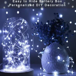 Elegant Wedding Reception Party 10pcs LED Fairy Lights 1m 10LEDs Copper Wire String Lights Battery Operated for Xmas Garland Party Wedding Home Decoration Without Battery