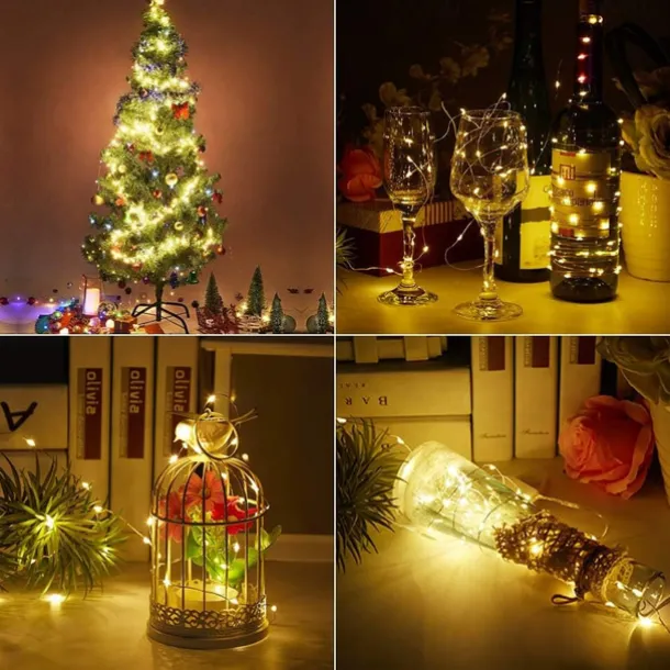 Elegant Wedding Reception Party 10pcs LED Fairy Lights 1m 10LEDs Copper Wire String Lights Battery Operated for Xmas Garland Party Wedding Home Decoration Without Battery