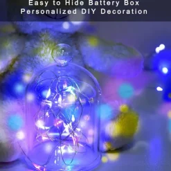 Elegant Wedding Reception Party 10pcs LED Fairy Lights 1m 10LEDs Copper Wire String Lights Battery Operated for Xmas Garland Party Wedding Home Decoration Without Battery