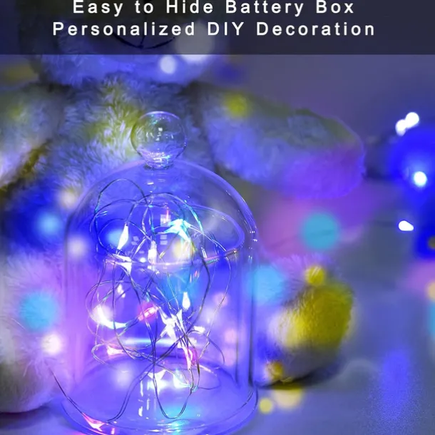 Elegant Wedding Reception Party 10pcs LED Fairy Lights 1m 10LEDs Copper Wire String Lights Battery Operated for Xmas Garland Party Wedding Home Decoration Without Battery