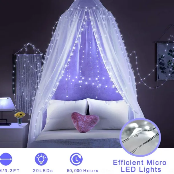 Elegant Wedding Reception Party 10pcs LED Fairy Lights 1m 10LEDs Copper Wire String Lights Battery Operated for Xmas Garland Party Wedding Home Decoration Without Battery