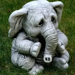 Elephant Figurine Ornament - Resin Animal Garden Statue for Outdoor, Patio, Home Decor - Versatile Hanging Attachment for All Season Celebrations Including Christmas, Halloween, Easter