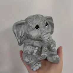 Elephant Figurine Ornament - Resin Animal Garden Statue for Outdoor, Patio, Home Decor - Versatile Hanging Attachment for All Season Celebrations Including Christmas, Halloween, Easter