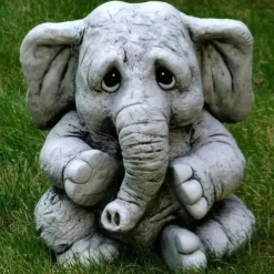 Elephant Figurine Ornament - Resin Animal Garden Statue for Outdoor, Patio, Home Decor - Versatile Hanging Attachment for All Season Celebrations Including Christmas, Halloween, Easter
