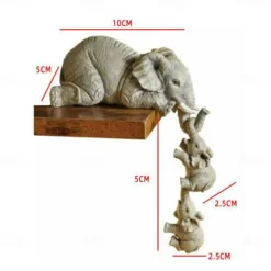 Elephant Resin Ornaments Three-piece Decorations 3 Elephant Mothers and Two Babies Hanging on The Edge of Handicraft Statues