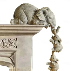 Elephant Resin Ornaments Three-piece Decorations 3 Elephant Mothers and Two Babies Hanging on The Edge of Handicraft Statues