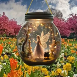 Elf-Themed Agate Shaped Light Catcher - Multifunctional Fairy Princess Plaque for Bedroom, Living Room, Kitchen, Door, Window, Garden Decoration