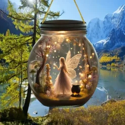 Elf-Themed Agate Shaped Light Catcher - Multifunctional Fairy Princess Plaque for Bedroom, Living Room, Kitchen, Door, Window, Garden Decoration