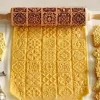Embossing Rolling Pin (13.77''x1.77''), Wooden Rolling Pin, Square Flower Pattern Dough Roller, For Pizza, Pie, Cookies, Dumplings, Noodles, And More, Kitchen Utensils, Kitchen Gadgets, Kitchen Accessories, Home Kitchen Items