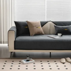 Embroidery Chenille Anti-Slip Sofa Seat Cushion Cover Slipcovers Solid Color