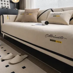 Embroidery Chenille Anti-Slip Sofa Seat Cushion Cover Slipcovers Solid Color