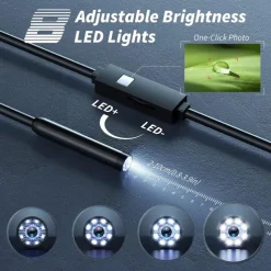 Endoscope Camera with Light,1080P HD Borescope Tools with Adjustable LED Lights, Endoscope with Semi-Rigid Snake Camera, Inspection Borescope for iOS and Android, 16.4ft Single Lens