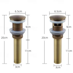 Engraved Antique Brass Pop Up Bathroom Sink Drain Strainer Stopper no Overflow Hole Kitchen Basin Sink Bottle Trap Drainer