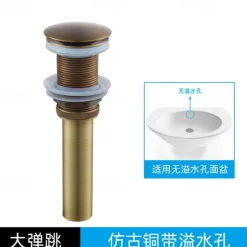 Engraved Antique Brass Pop Up Bathroom Sink Drain Strainer Stopper no Overflow Hole Kitchen Basin Sink Bottle Trap Drainer