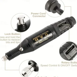 Engraving Tool Kit Multi-Functional Electric Corded Micro Engraver Etching Pen DIY Rotary Tool For Jewelry Glass Wood Metal Ceramic Plastic(U.S Model)