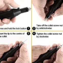 Engraving Tool Kit Multi-Functional Electric Corded Micro Engraver Etching Pen DIY Rotary Tool For Jewelry Glass Wood Metal Ceramic Plastic(U.S Model)
