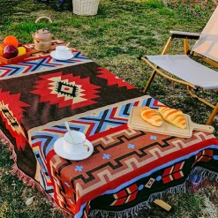 Ethnic Bohemian Mexico Blankets Outdoor Beach Picnic Blanket Striped Boho Linen Bed Blankets Plaid Sofa Mats Travel Rug Tassels