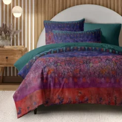 Ethnic Duvet Cover Set 100% Cotton Soft and Breathable Bedding Featuring Flowers Lightweight and Durable Quilt Cover Comfortable for All Seasons Easy to Care
