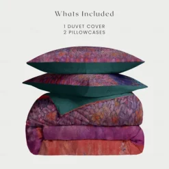 Ethnic Duvet Cover Set 100% Cotton Soft and Breathable Bedding Featuring Flowers Lightweight and Durable Quilt Cover Comfortable for All Seasons Easy to Care