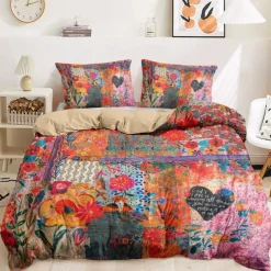 Ethnic Duvet Cover Set 100% Cotton Soft and Breathable Bedding Featuring Flowers Lightweight and Durable Quilt Cover Comfortable for All Seasons Easy to Care