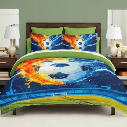 European Cup Football 3D Print 3-piece Duvet Set for Hotel Bedroom Hotel Football Fan Bedding Comfort Set 1 Duvet Cover 2 Pllowcases Queen Size Bed Set