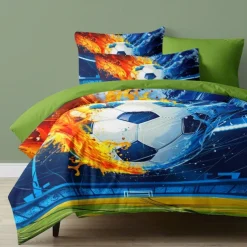 European Cup Football 3D Print 3-piece Duvet Set for Hotel Bedroom Hotel Football Fan Bedding Comfort Set 1 Duvet Cover 2 Pllowcases Queen Size Bed Set