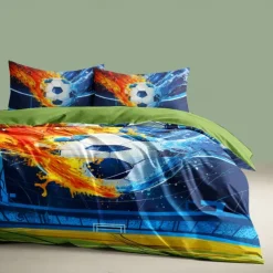 European Cup Football 3D Print 3-piece Duvet Set for Hotel Bedroom Hotel Football Fan Bedding Comfort Set 1 Duvet Cover 2 Pllowcases Queen Size Bed Set