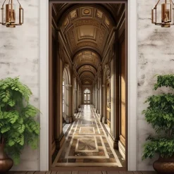 European Porch Door Covers Mural Decor Door Tapestry Door Curtain Decoration Backdrop Door Banner Removable for Front Door Indoor Outdoor Home Room Decoration Farmhouse Decor Supplies