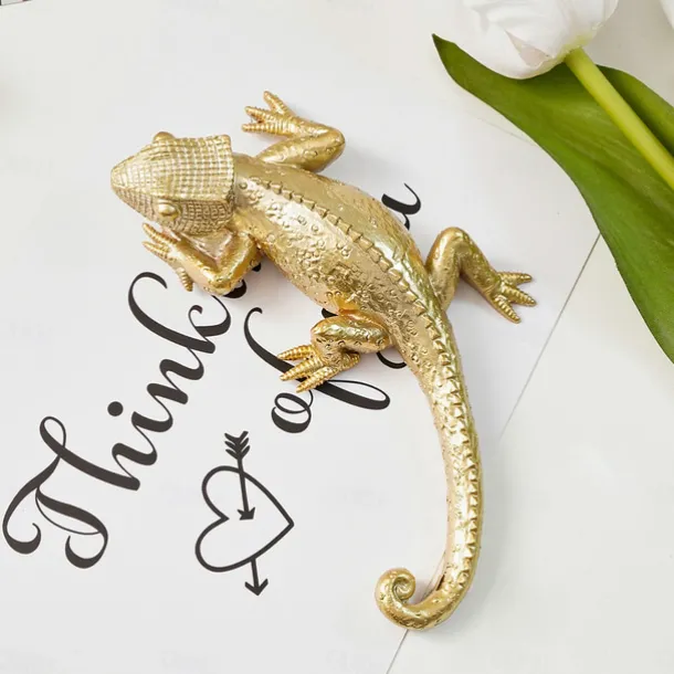 European Style Lizard Wall Decoration Gold Retro Wall Decoration Tree Resin Material Handmade Handicraft Decorative Ornaments Suitable For Home Wall Decoration