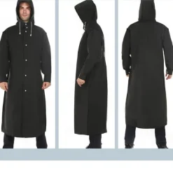 Eva Adult Wrapped Raincoat Men And Women Protective Jacket , Fashion Mountaineering Fishing Transparent Thickened Black Rain Gear