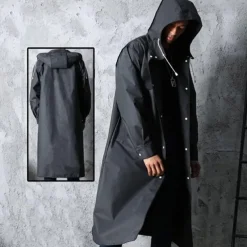 Eva Adult Wrapped Raincoat Men And Women Protective Jacket , Fashion Mountaineering Fishing Transparent Thickened Black Rain Gear