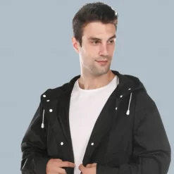 Eva Adult Wrapped Raincoat Men And Women Protective Jacket , Fashion Mountaineering Fishing Transparent Thickened Black Rain Gear