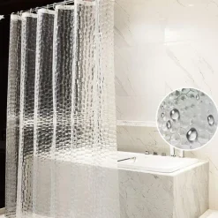 EVA Clear Shower Curtain Liner, Water Repellent Shower Curtain for Bathroom Shower Stall, Water Cube, 72x72 Inches