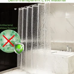 EVA Clear Shower Curtain Liner, Water Repellent Shower Curtain for Bathroom Shower Stall, Water Cube, 72x72 Inches