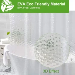 EVA Clear Shower Curtain Liner, Water Repellent Shower Curtain for Bathroom Shower Stall, Water Cube, 72x72 Inches