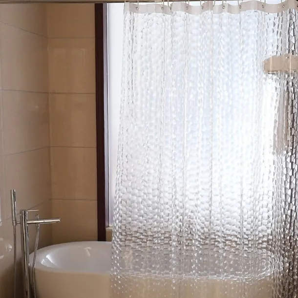 EVA Clear Shower Curtain Liner, Water Repellent Shower Curtain for Bathroom Shower Stall, Water Cube, 72x72 Inches