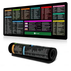 Excel Cheat Sheet Desk Mat, XL Mouse Pad with Shortcuts, 31.5